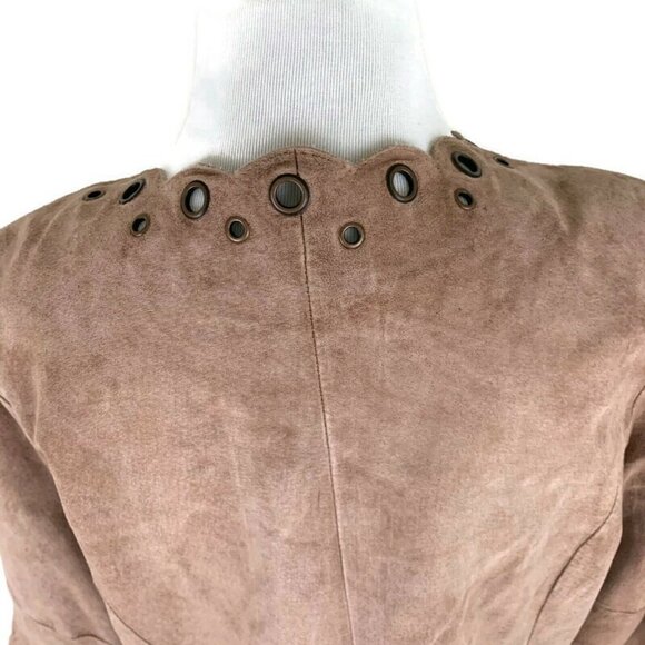 Linea by Louis Dell'Olia S Small Suede Jacket Eyelet Grommet Details Leather - Picture 7 of 8